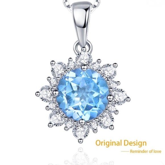 Jewelry - 925 Sterling Silver Blue Sapphire Pendant